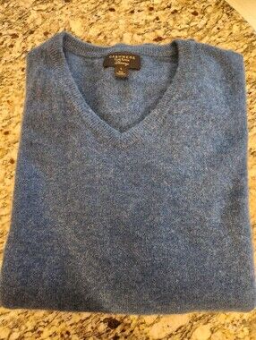 Club Room Men's V-Neck Cashmere Sweater - Heather Blue